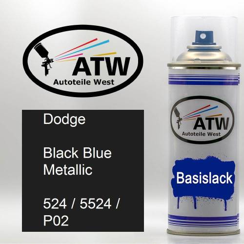Dodge, Black Blue Metallic, 524 / 5524 / P02: 400ml Sprühdose, von ATW Autoteile West.